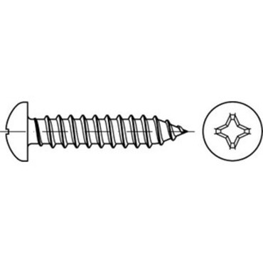 DIN7981H Pan head tapping screw with Phillips cross recess Stainless steel A2